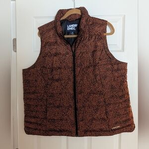 Lands End Puffer Vest 1X Animal Print